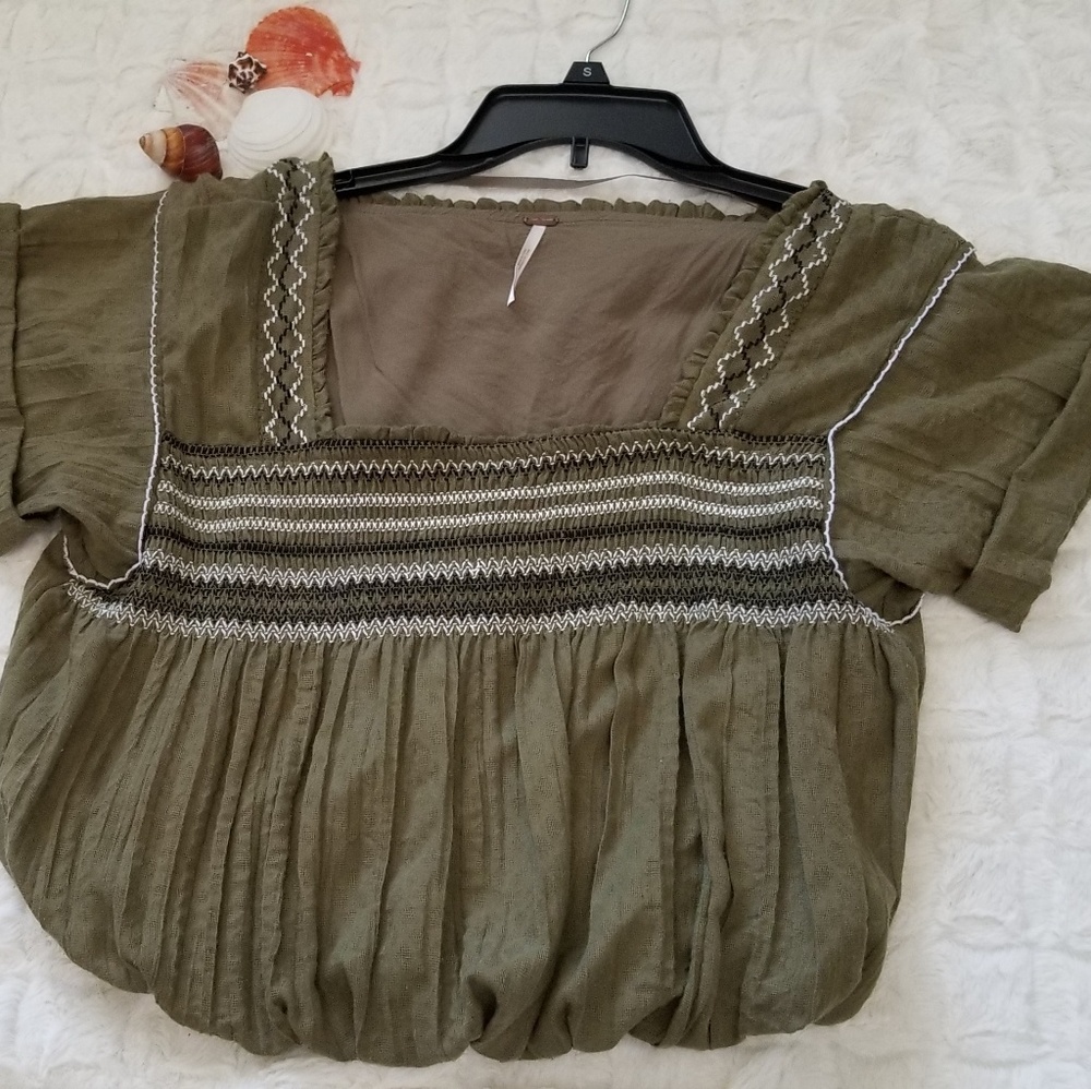 Free people olive green crop top